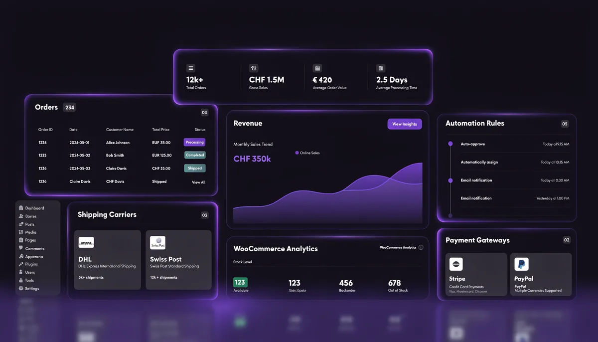Side-by-side comparison of two lightweight WordPress themes on a laptop screen